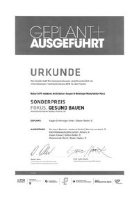  SONDERPREIS FOKUS. GESUND BAUEN 